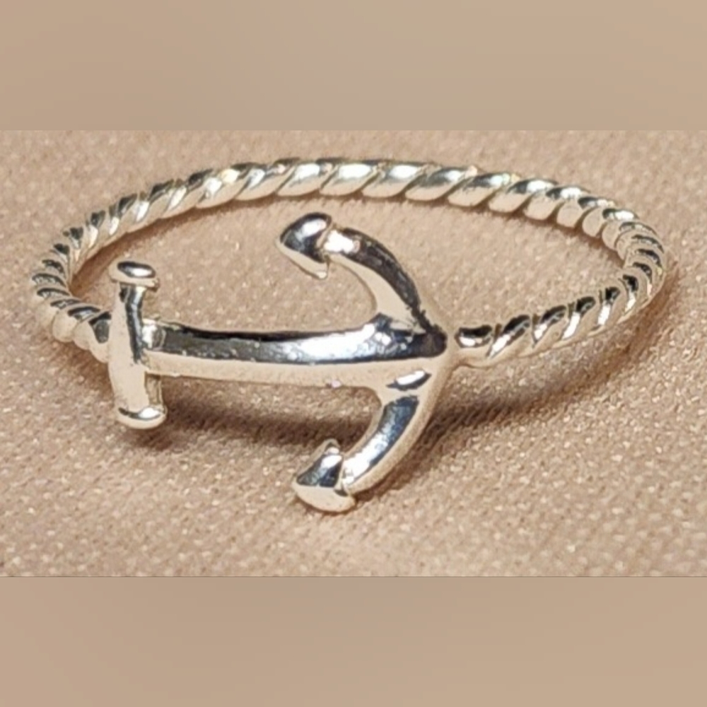 STERLING SILVER ROPE ANCHOR RING SIZE 8.5 - Picture 5 of 13